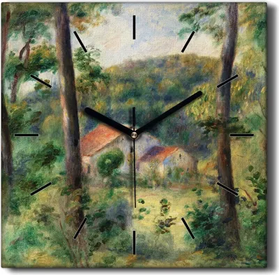 Produktbild von Coloray Hodiny Unikátní 30x30 cm  Tiché hodiny Pro obývací pokoj a kuchyň Nástěnné hodiny Plátno Černé ručičky hodin - Lesní dům