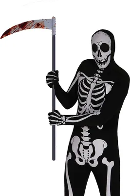 Produktbild von Halloween Sensenmann Sense Stab Kleidung Dekoration Party Deko Grusel Horror Spielzeug Zubehör Requisite Kostüm Fasching Kinder, Farbe: Mehrfarbig