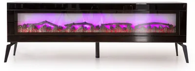 Produktbild von Casa Padrino Luxus TV Schrank mit LED Elektrokamin und Fernbedienung Schwarz 180 cm