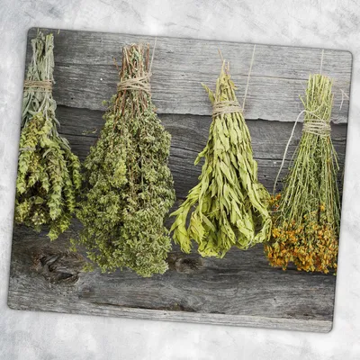 Produktbild von Glas-Herdabdeckplatten Glaskeramikkochfeld-Abdeckung Spritzschutz Glas 60 cm x 52 cm - Die Trauben Von Kräutern