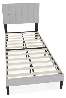 Immagine prodotto di Struttura letto – 90x200 cm – Letto singolo in metallo con testiera imbottita e rete a doghe – Portata massima: 300 kg
