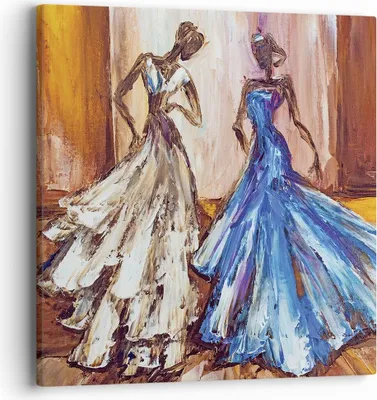 Produktbild von Bild auf Leinwand - Leinwandbild - Einteilig - Frauen Kleider Öl - 40x40cm - Wand Bild - Wanddeko - Wandbilder - Leinwanddruck - Bilder - Wanddekoration - Leinwand bilder - Wandbild - AC40x40-4172