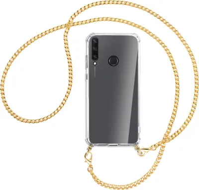 Produktbild von Handykette Backcover-Schutzhülle mit Band (Metall goldfarben) für Huawei Y6p - goldfarbene Kette