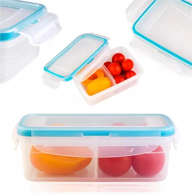 Produktbild von SuperButelki.pl - Lunchbox mit 2 Fächern, 400ml, LUNCHBOX, 0,4l, Speisebehälter mit Deckel, luftdicht, unterteilt
