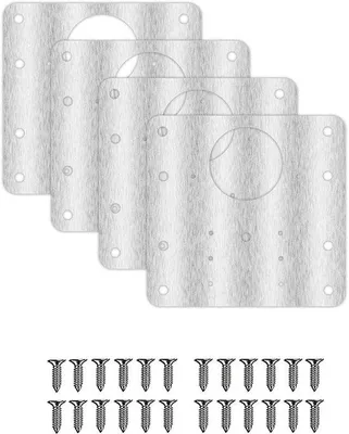 Obrázok produktu pre Sada na opravu zásuviek – 4 kusy – nerezová oceľ – doska pre pánt zásuvky – 9 x 9 cm – hrúbka 1,5 mm