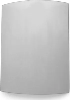 A close-up, front-facing view of a curved, gray glass panel, likely a replacement part for a fireplace.