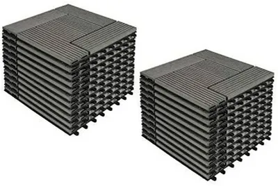 Productafbeelding van Set van 22 terrasplanken van composietmateriaal (WPC) | Lichtgrijs | 30x30x1,8 cm