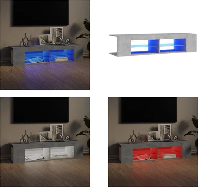 Produktbild von vidaXL TV Schrank mit LED Leuchten Betongrau 135x39x30 cm - TV-Schrank - TV-Schränke - TV-Schrank Mit LED - TV-Möbel