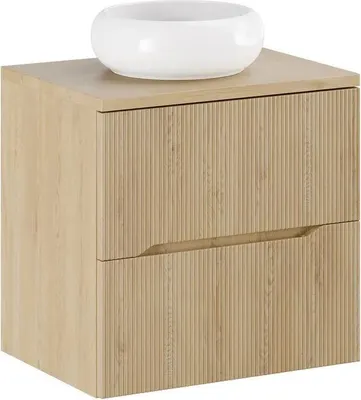 Produktbild von 60 cm breites Möbelset mit Arbeitsplatte und Aufsatzwaschbecken (Wiki)