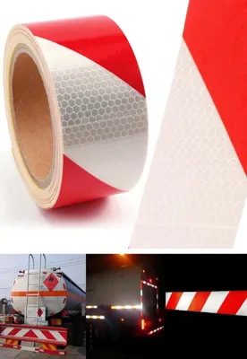 Immagine prodotto di Pellicola riflettente Nastro riflettente Pellicola riflettente  Autoadesivo Rosso/Bianco 10 m x 5 cm Cartello di segnalazione