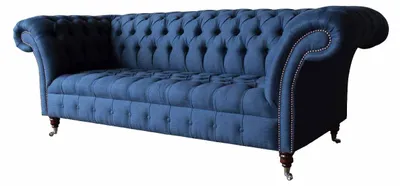 Image de Dreisitzer Sofa Luxus Chesterfield 3 Sitzer Couches Blau Sofas Couch