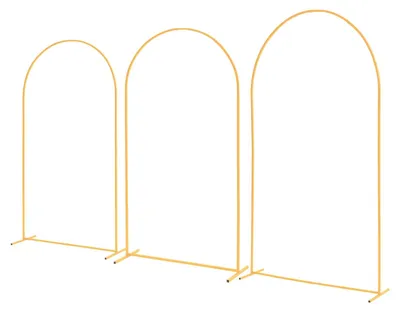 Immagine prodotto di Set di 3 archi nuziali SucceBuy, supporti per sfondo da 2,4/2,2/2 m, archi in metallo color oro per feste come matrimoni, compleanni, feste di laurea, festività e cerimonie
