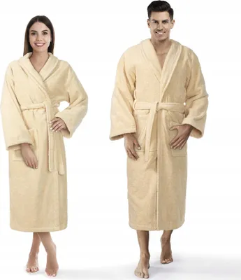 Produktbild von Premium Bademantel lang | für Damen und Herren | 100% Baumwolle aufgesetzte Taschen XXL