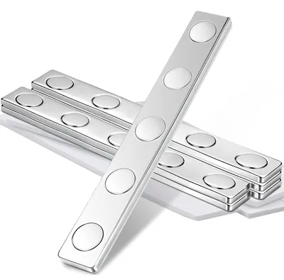 Produktbild von 6 selbstklebende Magnete, starkes Magnetband 68 x 10 x 2 mm, unzerbrechliche selbstklebende Magnete, flaches Magnetband für den Bürogebrauch, Neodym-Magnete, extra stark, groß