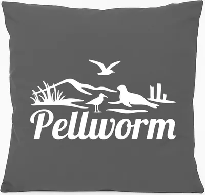 Produktbild von Huuraa Kissen Pellworm Strandmotiv 40x40cm mit Füllung Steel Grey Baumwolle Dekokissen Geschenkidee