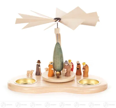 Produktbild von Pyramide mit Christi Geburt, Hirte und Königen, für Teelichte Breite x Höhe x Tiefe 21 cmx15 cmx17 cm NEU