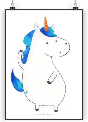 Produktbild von Mr. & Mrs. Panda Bild Einhorn Mann DIN A5 - Weiß - Geschenk, Unicorn, BFF, Familie, Wandbild, Plakat, wanddeko, Kunstdruck, drucke, Beste, Einhörner