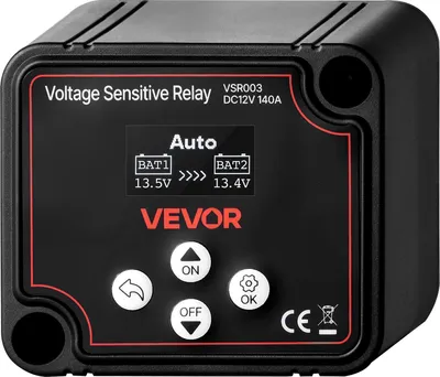 Produktbild von VEVOR Trennrelais, 12 V, 140 A, Doppelbatterie Isolator mit LCD-Bildschirm, intelligenter Batterietrennschalter für Lithium- und Blei-Säure-Batterien, für Auto, LKW, Wohnmobil, UTV, ATV, Boot