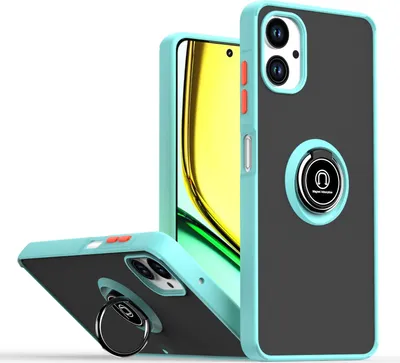 Produktbild von Hülle für Samsung Galaxy A06 5G/4G Matte Transluzent TPU Stoßfest Schutzhülle mit Ring Halter Ständer Hellblau