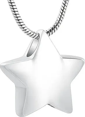 Produktbild von Luxe Ashanger mit 55 cm Kette für Asche, Haare oder Parfum - Gedenkschmuck mit Asfüllhilfe und Aufbewahrungstasche - Silberstern