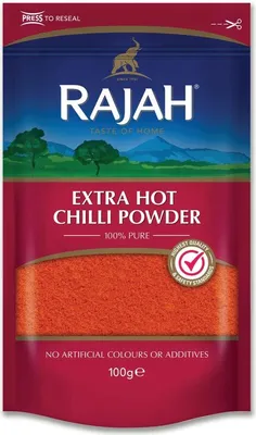 Produktbild von RAJAH Chilipulver Extra Scharf 100g | Reines Chili Pulver gemahlen Chilli