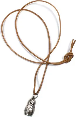 Produktbild von Minott Kette aus braunes Lederband zum verknoten mit Anhänger Matrjoschka 21530