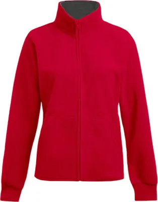 Produktbild von Doppel-Fleece Jacke Plus Size Damen, Rot-Hellgrau, XXXL