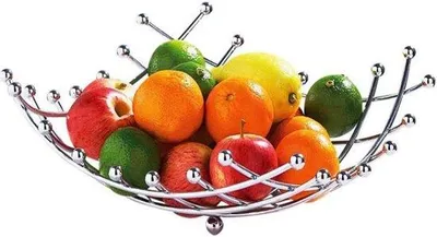 Produktbild von Famanu Obstkorb 2 Etagen – Kunststoffschalen mit Metallständer für Obst und Desserts