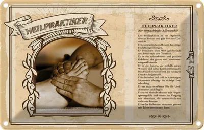 Produktbild von vianmo Blechschild 20x30 cm Heilpraktiker Beruf Arbeit