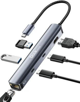 Produktbild von USB C Hub HDMI 4K 60Hz, 6 in 1 Dockteck, Dock Ethernet, MacBook Pro Adapter iPad