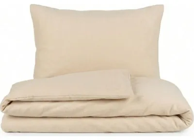 Produktbild von Beige Flanell Bettwäsche Set mit Reißverschluss, 1 Deckenbezug 220x200 cm, 2 Kissenbezüge 70x90 cm