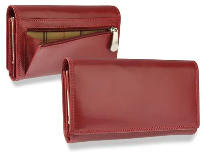 Zdjęcie produktu dla Visconti portfel damski skóra naturalna czerwony 17,5x10x3,5 cm RFID Monza MZ12