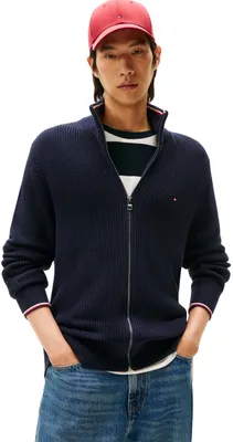 Produktbild von Tommy Hilfiger Herren Pullover mit Reißverschluss Rib Zip Through mit Stehkragen