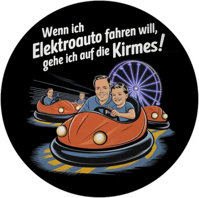 Produktbild von Elektroauto auf Kirmes Magnet KFZ-Humor
