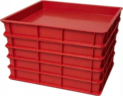 Produktbild von Set 5x Pizzateigbox Teigbehälter Stapelbox Teigbox Pizzabox, rot, 600x400x70mm