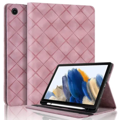 Produktbild von Für Samsung Galaxy Tab A9 aufstellbare Rhombus Muster Kunstleder Hülle Tasche Rosa