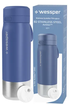 Imagen del producto de Botella de filtro de agua de acero inoxidable, 700 ml, con filtro de carbón activado, libre de BPA, ideal para camping y uso doméstico