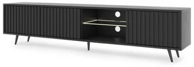 Produktbild von Selsey Bello - TV-Lowboard 3-türig mit LED, Schwarz, schwarze Beine, 175 cm