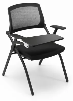 Produktbild von Ergonomischer Seminarstuhl mit faltbarem Tisch und Mesh-Rückenlehne