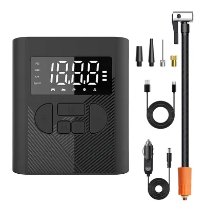 Produktbild von Elektrische Luftpumpe, Mini Reifenfüller, Intelligente LED-Anzeige, 6000 mAh, hohe Leistung, Für Autos, Fahrräder, Motorräder, Bälle