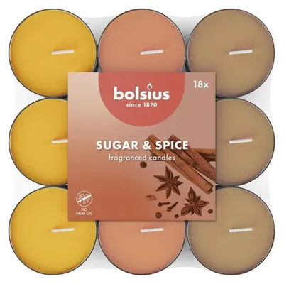 Produktbild von Bolsius - 18 Duft theelichter - Zucker und Gewürz - Brenndauer von 3,5 Stunden -