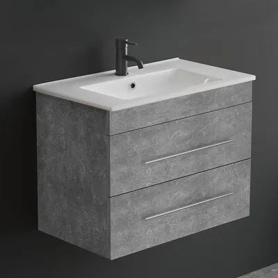 Produktbild von Alpenberger Waschbeckenunterschrank | Badmöbel Set 70 cm | Hängeschrank mit 2 Schubladen | Waschtisch | Keramik Waschbecken | Vormontierter Badschrank | Bad & Gäste WC