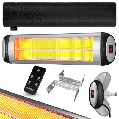 Zdjęcie produktu dla Ogrzewacz tarasowy na podczerwień - moc 2500 W - montaż ścienny - srebrny - elektryczny