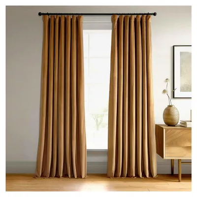 Produktbild von Thermo-Verdunkelungsvorhänge aus Samt für das Wohnzimmer, 213 cm lang, 1 Paneel, Stangentasche, isolierte Verdunkelungsvorhänge für das Schlafzimmer, Fenstervorhänge, 127 x 213