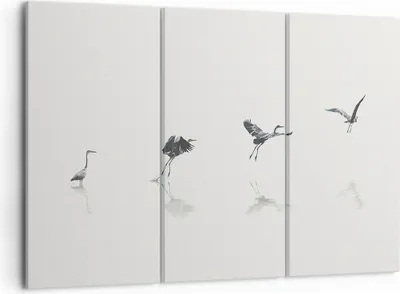 Produktbild von Bild auf Leinwand - Leinwandbild - 3 Teile - Flug Vogel Reiher - 105x70cm - Wand Bild - Wanddeko - Wandbilder - Leinwanddruck - Bilder - Wanddekoration - Leinwand bilder - Wandbild - CE105x70-5096
