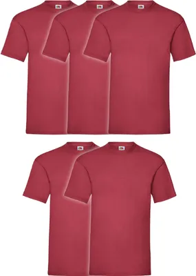 Produktbild von 5er Pack Fruit of the Loom Valueweight T-Shirt + GRATIS MyShirt Stoffbeutel Farbe: dunkelrot Größe: L