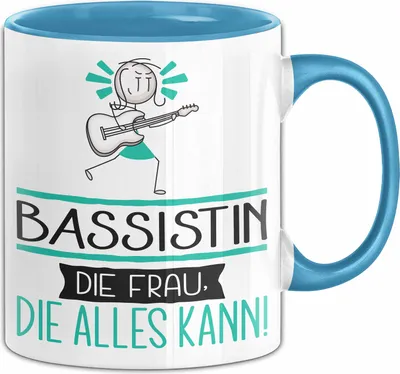 Produktbild von Bassistin Geschenk Tasse Becher Die Frau Die Allen Kann Geschenkidee für eine Bassistin Lustig (Blau)