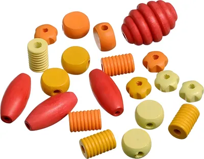 Image de KNORR prandell Mélange de perles en bois Formes jaune orange rouge 20 pièces