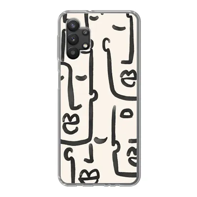 Produktbild von MuchoWow® Handyhülle Schutzhülle Hülle für Samsung Galaxy A32 5G Muster - Abstrakt - Linienkunst Silikon Softcase Handy Hülle - Softcase