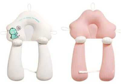 Obrázek produktu pro Polštář Zimilo Baby – ergonomický, nastavitelný, oboustranný, proti plagiocefalii, s opěrkou na paže, s potiskem kreslených postaviček, bílá a růžová